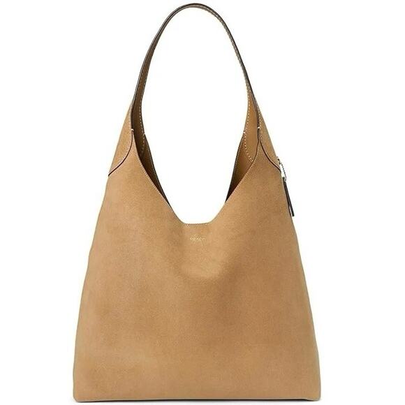 Coach Suede Brooklyn Shoulder Bag 39 Tan Hobo Leather Handbag - Picture 1 of 3